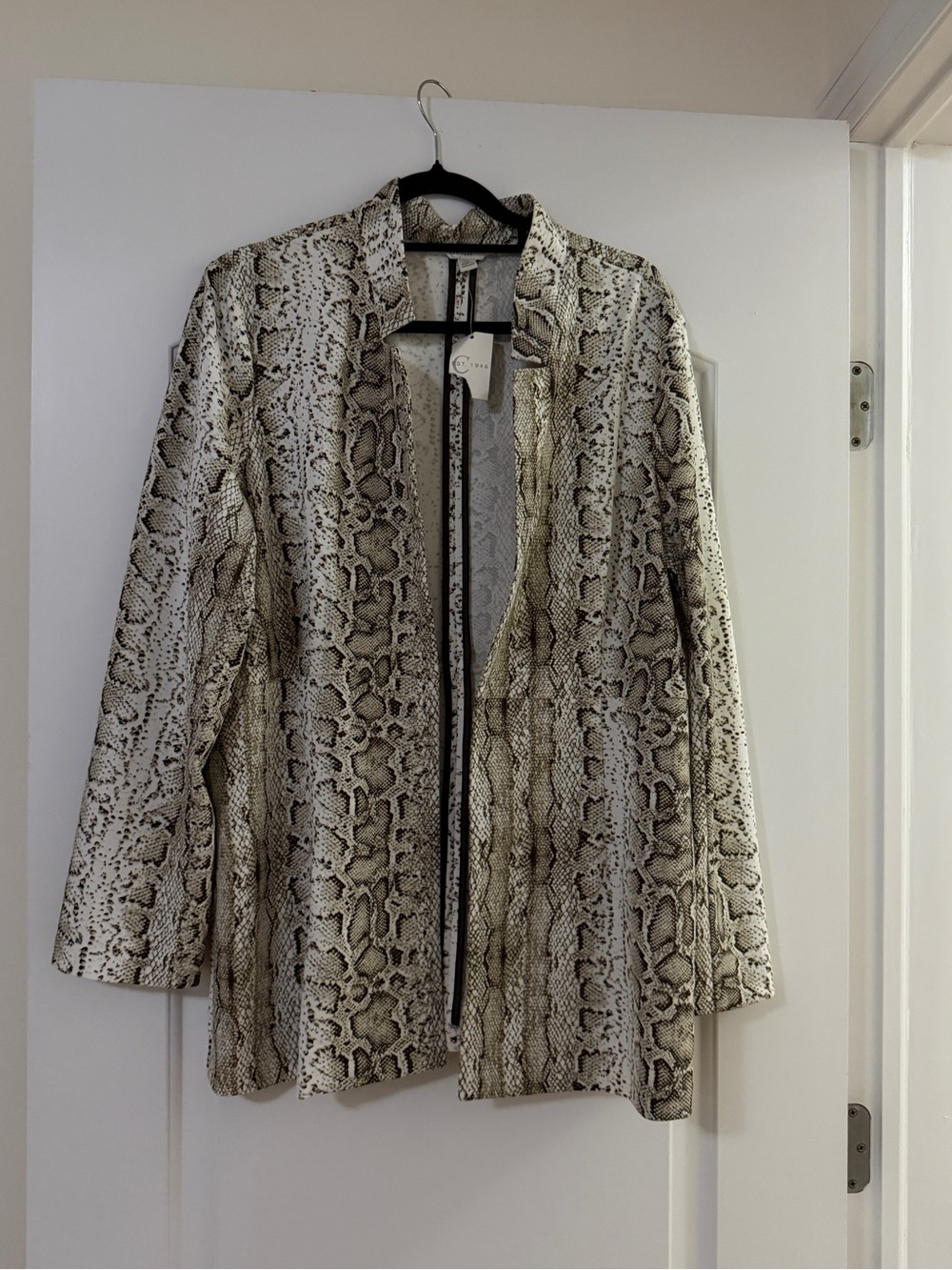 NWT J. Crew Snake-Print Open Front Blazer in Neutral Tones